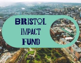 Bristol Impact Fund text with view over central Bristol