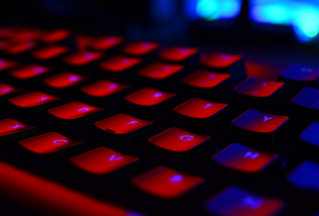 Computer keyboard with red light