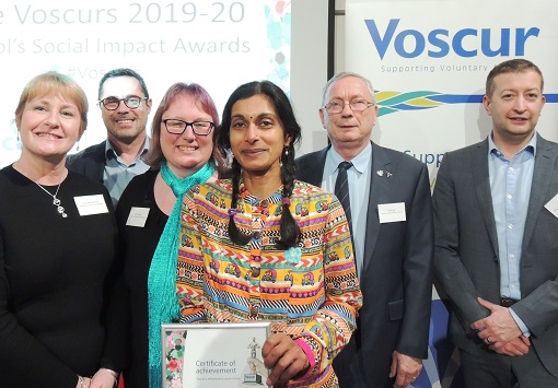 Staff from Bristol Dementia Action Alliance with their Voscur award for resilience